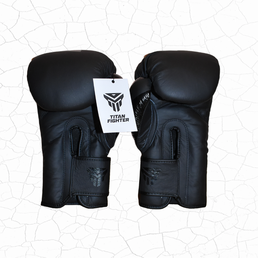 Guantes de cuero negros Titan Fighter TF-1